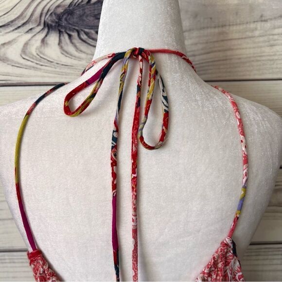 Rachel Zoe Multicolored Patchwork Floral Paisley  Peplum Cutout Halter Top - Picture 7 of 10